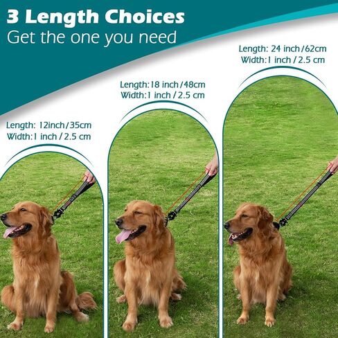 Petbonus Hight Dick Short Dog Leash ، مقود حركة مرور نايلون 12 بوصة مع مقطع إطلاق سريع ، مقبض مبطن مريح ، تقدم تدريب عاكس للكلاب الكبيرة المتوسطة (أسود ، 12 ") in Kuwait