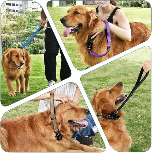 Petbonus Hight Dick Short Dog Leash ، مقود حركة مرور نايلون 12 بوصة مع مقطع إطلاق سريع ، مقبض مبطن مريح ، تقدم تدريب عاكس للكلاب الكبيرة المتوسطة (أسود ، 12 ") in Kuwait
