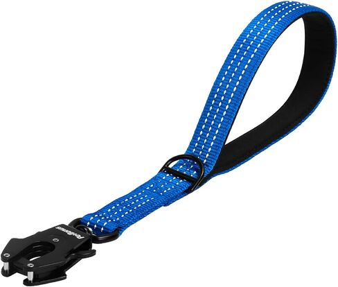 Petbonus Hight Dick Short Dog Leash ، مقود حركة مرور نايلون 12 بوصة مع مقطع إطلاق سريع ، مقبض مبطن مريح ، تقدم تدريب عاكس للكلاب الكبيرة المتوسطة (أسود ، 12 ") in Kuwait