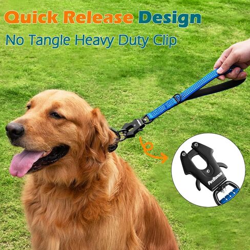 Petbonus Hight Dick Short Dog Leash ، مقود حركة مرور نايلون 12 بوصة مع مقطع إطلاق سريع ، مقبض مبطن مريح ، تقدم تدريب عاكس للكلاب الكبيرة المتوسطة (أسود ، 12 ") in Kuwait