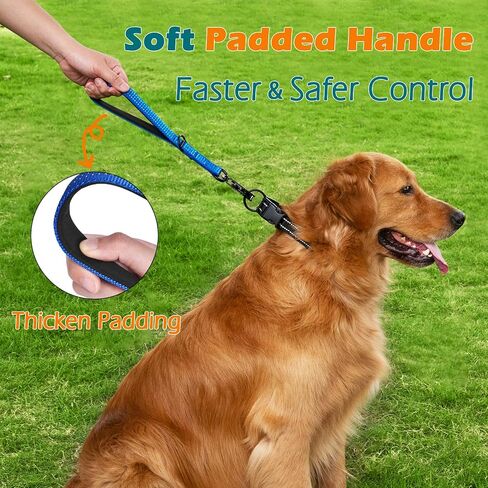 Petbonus Hight Dick Short Dog Leash ، مقود حركة مرور نايلون 12 بوصة مع مقطع إطلاق سريع ، مقبض مبطن مريح ، تقدم تدريب عاكس للكلاب الكبيرة المتوسطة (أسود ، 12 ") in Kuwait