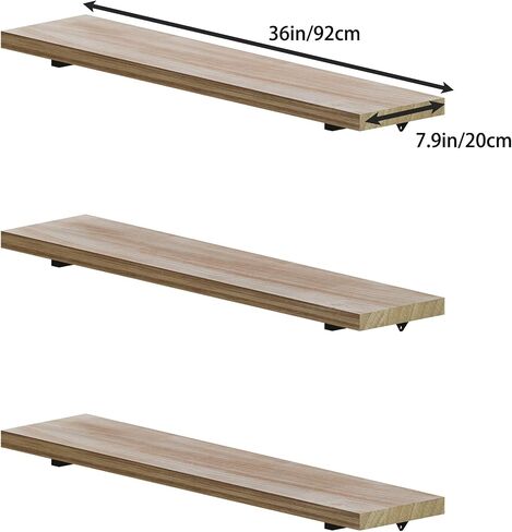 16 inch Floating Shelf Set of 2, Rustic Wood Wall Bookshelf with Iron Brackets, Industrial Wall Shelves for Wall Decor, Farmhouse Wall Mounted Bookcase for Living Room (16 inch 2 Tier) in Saudi Arabia