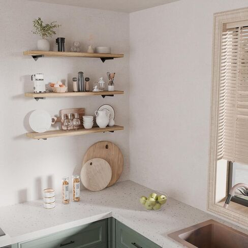16 inch Floating Shelf Set of 2, Rustic Wood Wall Bookshelf with Iron Brackets, Industrial Wall Shelves for Wall Decor, Farmhouse Wall Mounted Bookcase for Living Room (16 inch 2 Tier) in Saudi Arabia