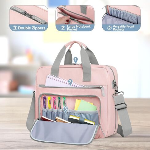 Yarwo 3 Ring Zipper Binder مع Binder Bitouch ، منظم الملفات المتوسع مع الأكمام المبطنة ملائمة لجهاز كمبيوتر محمول 14 بوصة ، حقيبة منظم المستندات المحمولة للمنزل ، الكلية ، اللوازم المكتبية ، الوردي in Kuwait