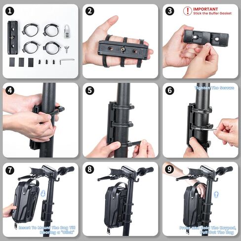 3L كيس سكوتر كبير مع مقبض ، حقيبة تخزين سكوتر كهربائية محمولة ، حقيبة حقيبة مقود XL مقاومة للماء للدراجات البخارية ، الدراجات ، Segway NIU ، مع تصميم صغير لتثبيت القفل والبرغي in Kuwait