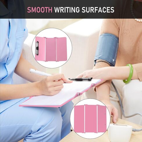 Nursing Clipboard Foldable, Foldable Clipboard w/Nursing Edition Cheat Charts, 3 Layers Aluminum, Nurse Clipboard w/Low Profile Clip&Pen Clip Pocket Clipboard for Students, Nurses and Doctors, Black in Kuwait