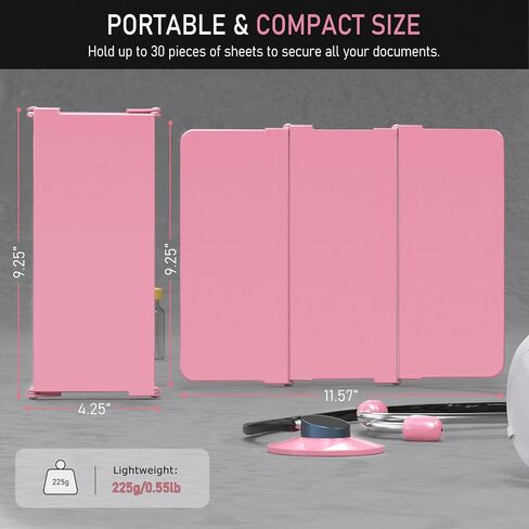 Nursing Clipboard Foldable, Foldable Clipboard w/Nursing Edition Cheat Charts, 3 Layers Aluminum, Nurse Clipboard w/Low Profile Clip&Pen Clip Pocket Clipboard for Students, Nurses and Doctors, Black in Kuwait