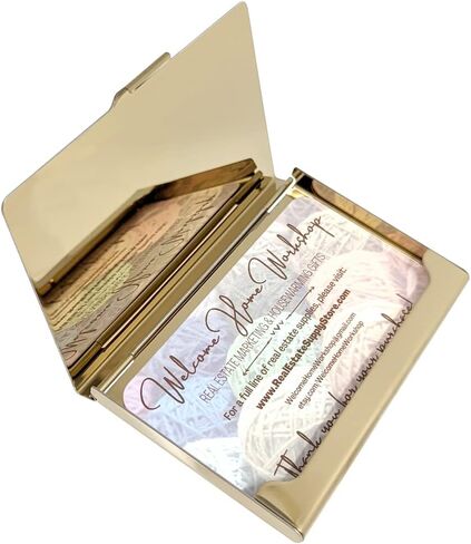 Metal Business Card Holder Laser Engraved with Realtor Logo (Gold) in Kuwait