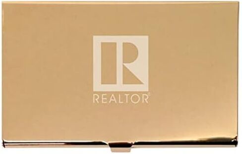 Metal Business Card Holder Laser Engraved with Realtor Logo (Gold) in Kuwait