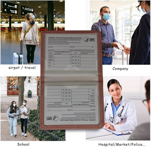 4 x 3 CDC Vaccine Card Holder Leather Vaccination Card Protector Sleeve Covid Card Cover for Business Travel(Grey) in Saudi Arabia