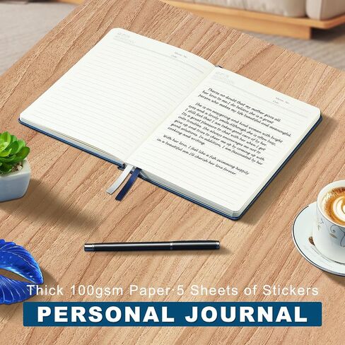 Lined Journal Notebook for Women & Men, Hardcover Leather Journal for Writing,Travel,Business,Work & School, A5 College Ruled Social Notebook for Note Taking, Diary Notepad 200 Pages (Blue) in Kuwait