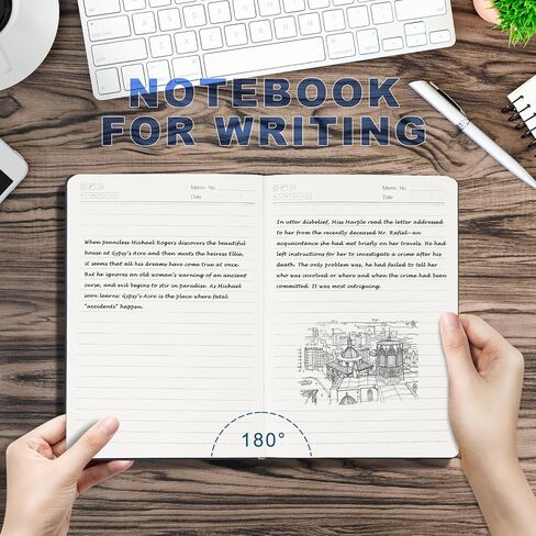 Lined Journal Notebook for Women & Men, Hardcover Leather Journal for Writing,Travel,Business,Work & School, A5 College Ruled Social Notebook for Note Taking, Diary Notepad 200 Pages (Blue) in Kuwait