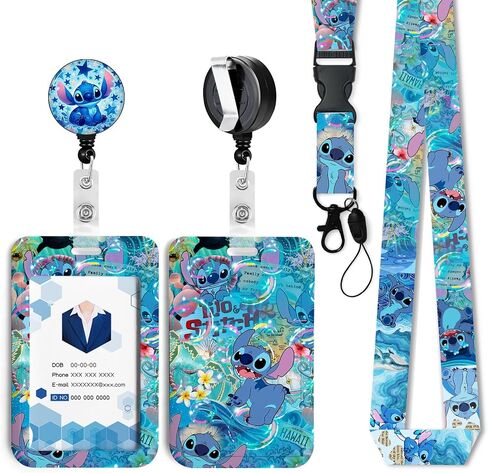 Anime Id Badge Holder with Lanyard,Retractable Badge Holders Reels,Colorful Breakaway Lanyards for ID Badges,Cute Fashion Key Chain Keychains,Badge Clips for School Office Women Teen Kid 5 in Saudi Arabia