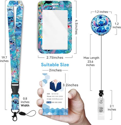 Anime Id Badge Holder with Lanyard,Retractable Badge Holders Reels,Colorful Breakaway Lanyards for ID Badges,Cute Fashion Key Chain Keychains,Badge Clips for School Office Women Teen Kid 5 in Saudi Arabia