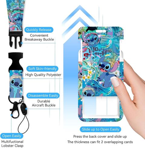 Anime Id Badge Holder with Lanyard,Retractable Badge Holders Reels,Colorful Breakaway Lanyards for ID Badges,Cute Fashion Key Chain Keychains,Badge Clips for School Office Women Teen Kid 5 in Saudi Arabia