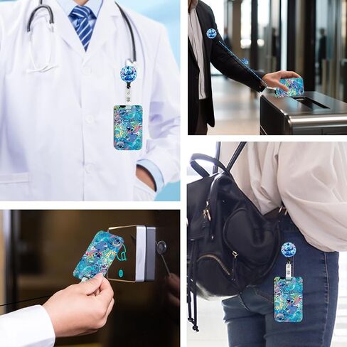 Anime Id Badge Holder with Lanyard,Retractable Badge Holders Reels,Colorful Breakaway Lanyards for ID Badges,Cute Fashion Key Chain Keychains,Badge Clips for School Office Women Teen Kid 5 in Saudi Arabia