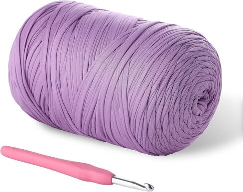 800G（228YDS） T-Shirt Yarn, Elastic Fabric Crochet Cloth T- Shirt Yarn, Thick Hand Knitting Yarns for Crocheting Bags/Rugs/Baskets/Craft Project/Home Decor, DIY Crafts (Modern, Light Purple) in Saudi Arabia