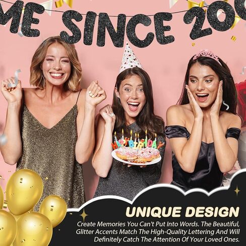 Fulmoon Pre Strung Awesome منذ عام 2007 لافتة Glitter Happy 18th Banner Banner Funny 18 سنة زخارف عيد ميلاد عمره 18 ديكورات حفل الذكرى السنوية لفتيات الفتيات (Girls Gold) in Saudi Arabia