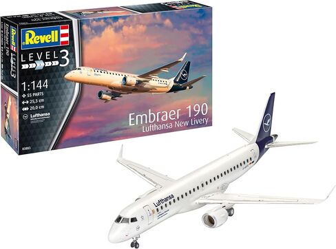 Revell 03883 1:144 Embraer 190 Lufthansa New Livery Plastic Model Kit, Multicolour (Revell 03883 3883) in Saudi Arabia