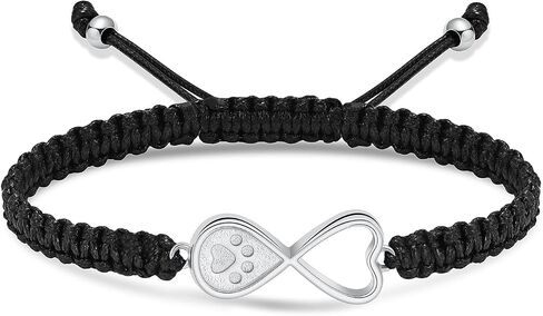 Infinity Heart Urn Bracelet for Ashes Paw Print Cremation Jewelry Stainless Steel Adjustable Braided Rope Bangle Bracelets Keepsake Memorial Jewelry for Loved Ones with Fill Tool in Kuwait