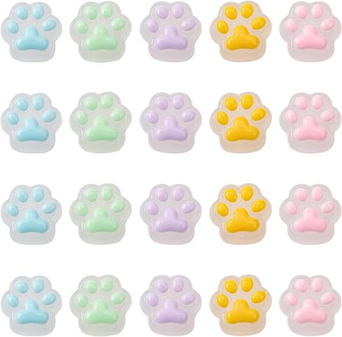 Liqunsweet 50 PCS 5 COLALS CUTE CAT PAW CLAW PRINTATION THARMS FLATBACK BEAD UNDRILLID in Kuwait