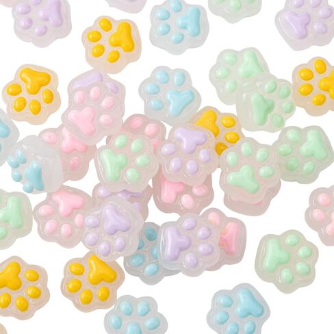 Liqunsweet 50 PCS 5 COLALS CUTE CAT PAW CLAW PRINTATION THARMS FLATBACK BEAD UNDRILLID in Kuwait