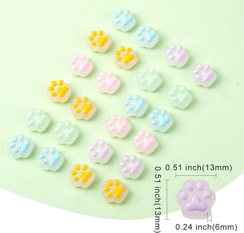 Liqunsweet 50 PCS 5 COLALS CUTE CAT PAW CLAW PRINTATION THARMS FLATBACK BEAD UNDRILLID in Kuwait