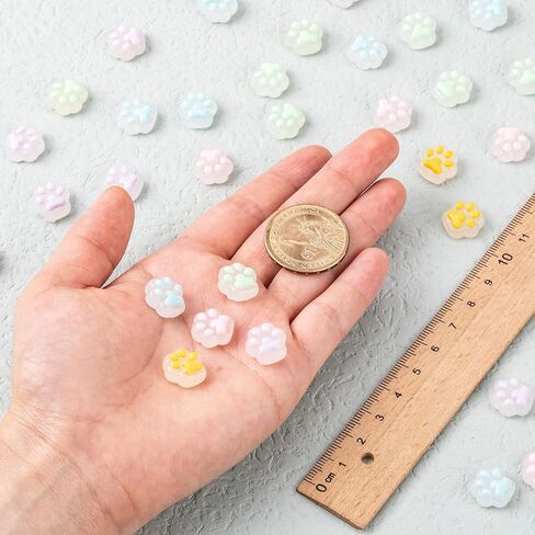 Liqunsweet 50 PCS 5 COLALS CUTE CAT PAW CLAW PRINTATION THARMS FLATBACK BEAD UNDRILLID in Kuwait