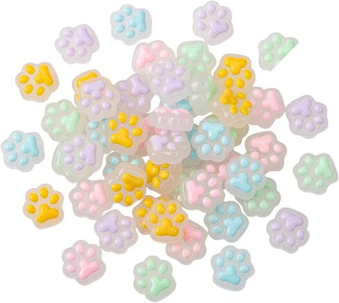 Liqunsweet 50 PCS 5 COLALS CUTE CAT PAW CLAW PRINTATION THARMS FLATBACK BEAD UNDRILLID in Kuwait
