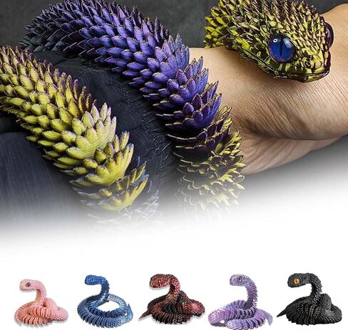 3D Printed Animals Set 3D Printed Snake Toys 3D Printed Articulated Flexible Fidget Toy 3D Printed Animals Exquisite Cute Pet Toy Children/Adults Fidget Toys (Fluorescent Blue, 11.8) in Saudi Arabia