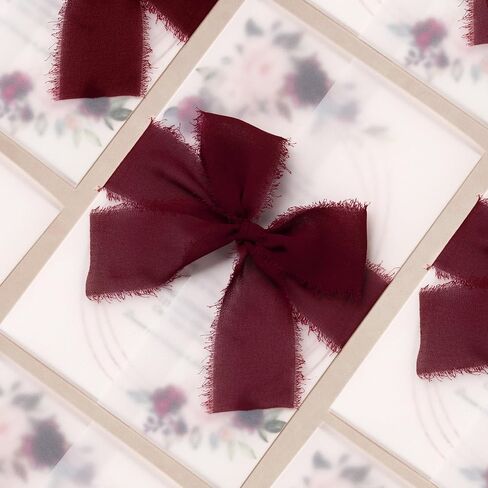 Doris Home Burgundy Chiffon Ribbon لباقة الزهور ، شريط نسيج 1.5 "x21YD للاختلاف بالهدية ، شريط متوترة يدويًا لزخارف عيد الميلاد الزفاف in Kuwait