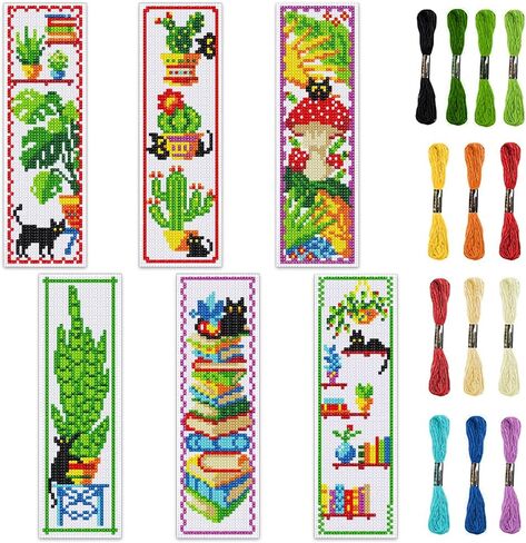 infunly 6pcs diy cat cross stitch stitch kits for beginner 2.99 '' × 8.54 '' Cute Kitten Hitten Sttted Stembery Undmark مع تعليمات مرجعية مطبوعة على الحيوانات المطبوعة لمحبي القطط كتاب القراء الكتاب in Saudi Arabia