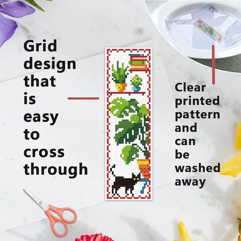 infunly 6pcs diy cat cross stitch stitch kits for beginner 2.99 '' × 8.54 '' Cute Kitten Hitten Sttted Stembery Undmark مع تعليمات مرجعية مطبوعة على الحيوانات المطبوعة لمحبي القطط كتاب القراء الكتاب in Saudi Arabia