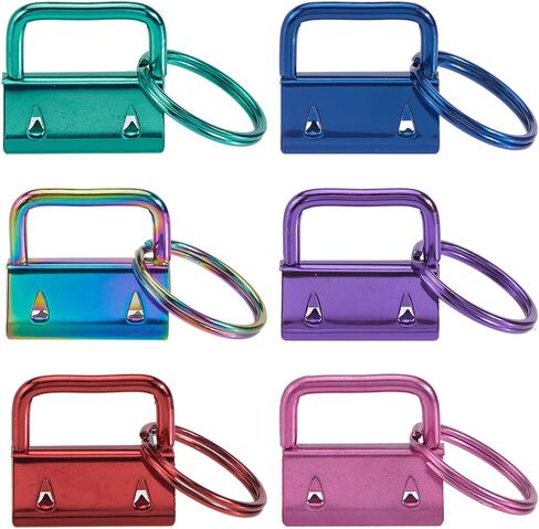 1 Box 24Pcs 6 Colors Key Fob Clips Hardware Wristlet Key Hardware with Key Rings Metal 1 Inch Colorful Ribbon Ends Iron Key Chain Clasps Sets for Key Fob Wristlets Lanyards Bags DIY Making in Saudi Arabia