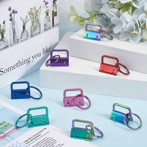 1 Box 24Pcs 6 Colors Key Fob Clips Hardware Wristlet Key Hardware with Key Rings Metal 1 Inch Colorful Ribbon Ends Iron Key Chain Clasps Sets for Key Fob Wristlets Lanyards Bags DIY Making in Saudi Arabia