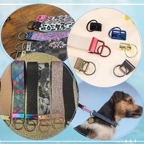 1 Box 24Pcs 6 Colors Key Fob Clips Hardware Wristlet Key Hardware with Key Rings Metal 1 Inch Colorful Ribbon Ends Iron Key Chain Clasps Sets for Key Fob Wristlets Lanyards Bags DIY Making in Saudi Arabia