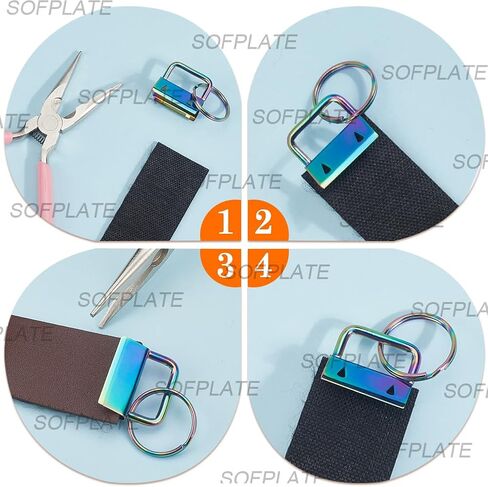 1 Box 24Pcs 6 Colors Key Fob Clips Hardware Wristlet Key Hardware with Key Rings Metal 1 Inch Colorful Ribbon Ends Iron Key Chain Clasps Sets for Key Fob Wristlets Lanyards Bags DIY Making in Saudi Arabia