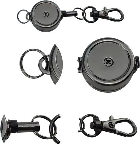 2 PCS Retractable Badge Reels for ID Card Holder. Metal Badge Reel - an Attachments for Lanyard or Keychain (Gold) in Kuwait