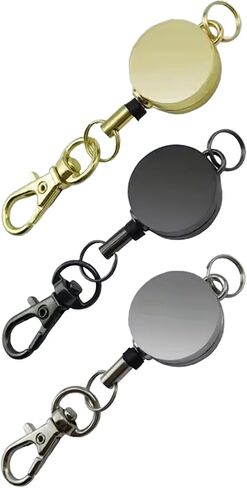 2 PCS Retractable Badge Reels for ID Card Holder. Metal Badge Reel - an Attachments for Lanyard or Keychain (Gold) in Kuwait