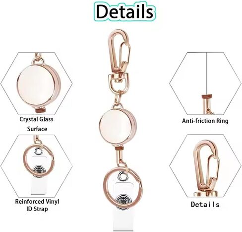 2 PCS Retractable Badge Reels for ID Card Holder. Metal Badge Reel - an Attachments for Lanyard or Keychain (Gold) in Kuwait