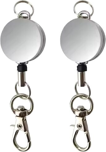 2 PCS Retractable Badge Reels for ID Card Holder. Metal Badge Reel - an Attachments for Lanyard or Keychain (Gold) in Kuwait