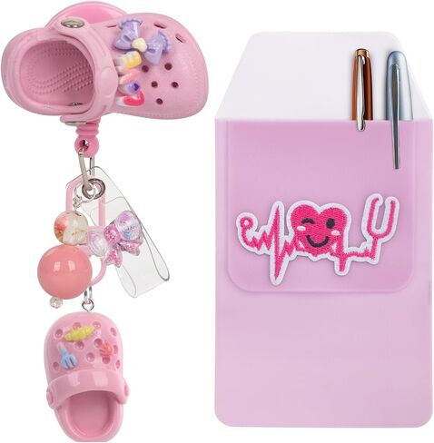 Funny Nurse Retractable Badge Holder Reel Cute,Work Id Card Name Badge Holder Retractable Clip(Pink) in Saudi Arabia