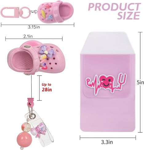 Funny Nurse Retractable Badge Holder Reel Cute,Work Id Card Name Badge Holder Retractable Clip(Pink) in Saudi Arabia