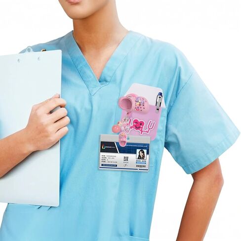 Funny Nurse Retractable Badge Holder Reel Cute,Work Id Card Name Badge Holder Retractable Clip(Pink) in Saudi Arabia