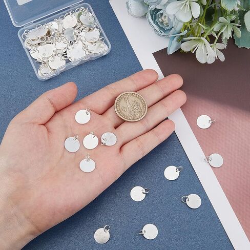 Superfindings 100pcs النحاس ختم سحر علامة فارغة 12 مم طوابع معدنية مستديرة علامات علامات الفراغات الذهبية مع خاتم القفز لمجوهرات قلادة المجوهر in Saudi Arabia