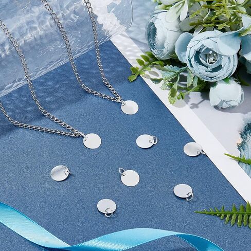 Superfindings 100pcs النحاس ختم سحر علامة فارغة 12 مم طوابع معدنية مستديرة علامات علامات الفراغات الذهبية مع خاتم القفز لمجوهرات قلادة المجوهر in Saudi Arabia