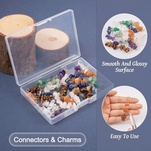 Beadthoven Natural Gemstone Connector Charms Round Rined Link Charms Double Hole Gemstone Crystal Pendants for DIY Swelet Necklace Congring Jewelry Making Supplies in Saudi Arabia