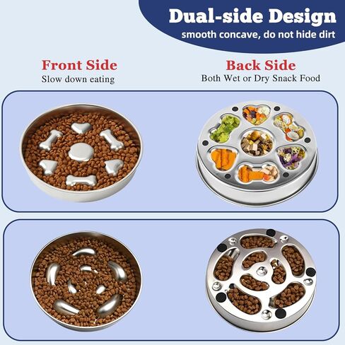 2pcs أوعية الكلب البطيء تغذية - 304 وعاء الكلب من الفولاذ المقاوم للصدأ مع قاعدة غير قابلة للانزلاق (2 ~ 5 أكواب) - الأطعمة المعدنية الشاقة والماء يبطئ الحيوانات الأليفة الأكل للكلاب المتوسطة والكبيرة الحجم in Kuwait