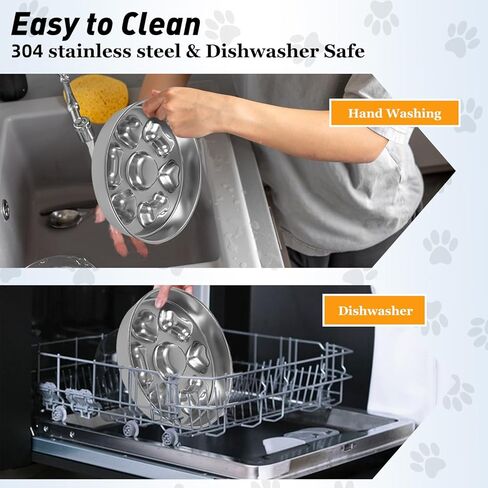 2pcs أوعية الكلب البطيء تغذية - 304 وعاء الكلب من الفولاذ المقاوم للصدأ مع قاعدة غير قابلة للانزلاق (2 ~ 5 أكواب) - الأطعمة المعدنية الشاقة والماء يبطئ الحيوانات الأليفة الأكل للكلاب المتوسطة والكبيرة الحجم in Kuwait