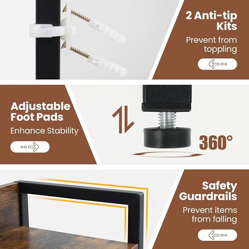 Tangkula Desktop Bookshelf for Computer Monitor Up to 32", 37" x 29" Countertop Storage Hutch with 4 Open Storage Shelves, Grid Panel, Anti-tip Device, 4-Tier Desktop Display Shelves for Home Office in Saudi Arabia